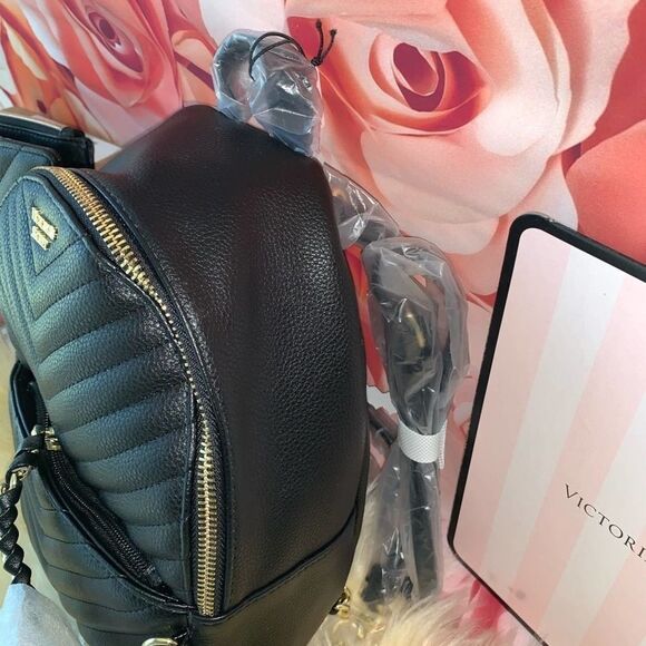 Victoria’s Secret Black Quilted Mini Backpack